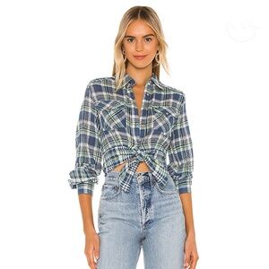 Free People First Bloom Plaid Chambray‎ Combo Shirt